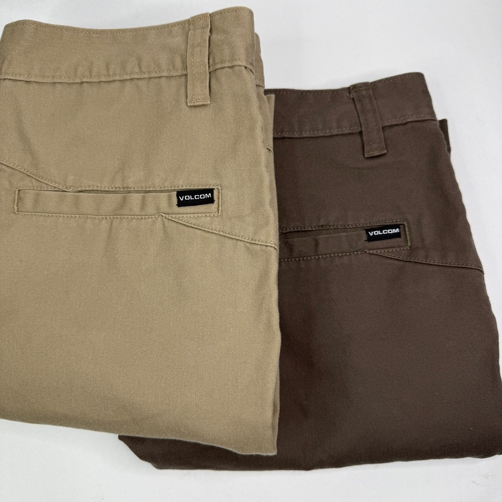 Volcom Men's Flat Front Shorts in Tan and Brown
